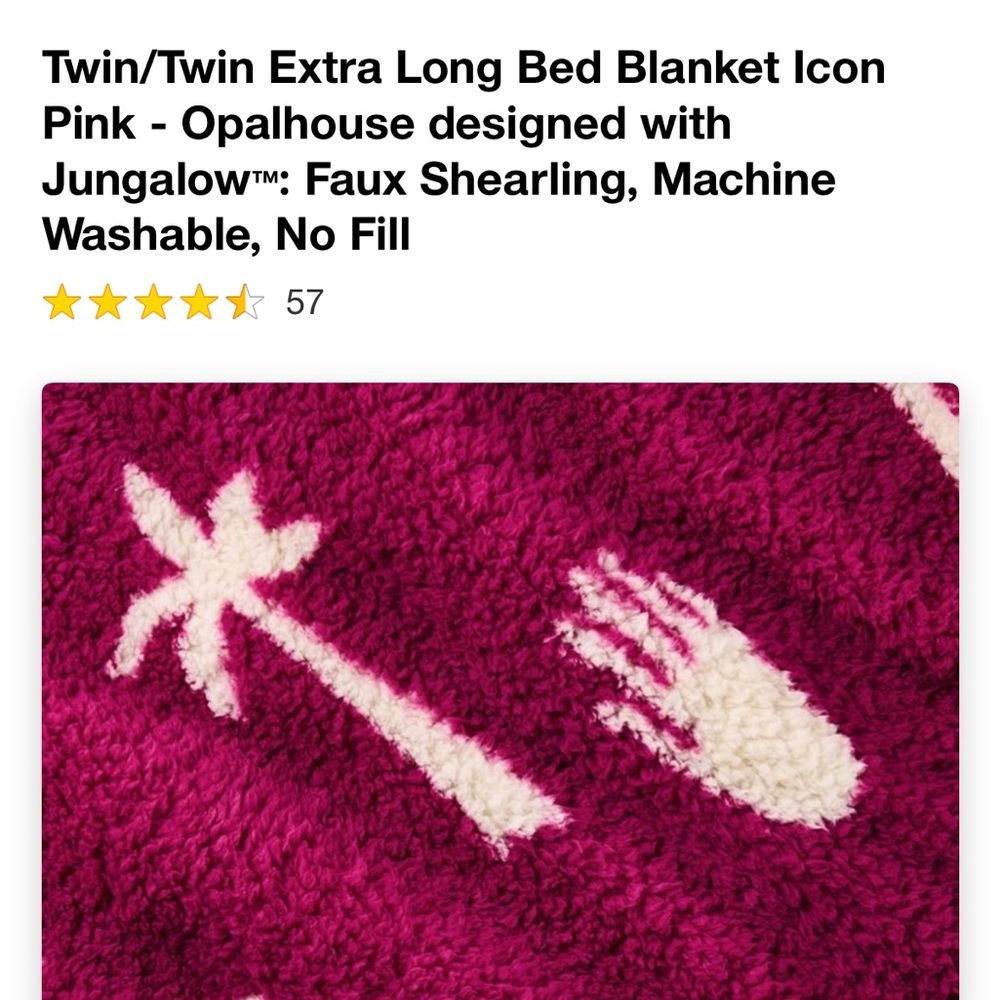 Twin/Twin Extra Long Bed Blanket Icon
Pink - Opalhouse designed with Jungalow - Picture 4 of 5